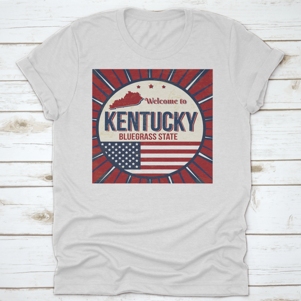 A comfortable t-shirt featuring a detailed map of Kentucky, showcasing the Bluegrass State with vibrant colors and quality fabric.